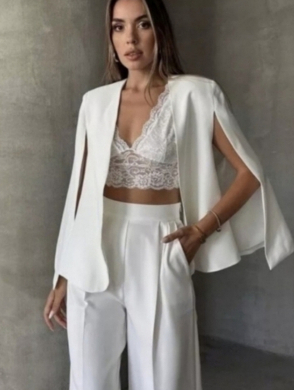 ZARA CAPE BLAZER WHITE SIZE L - Picture 4 of 15